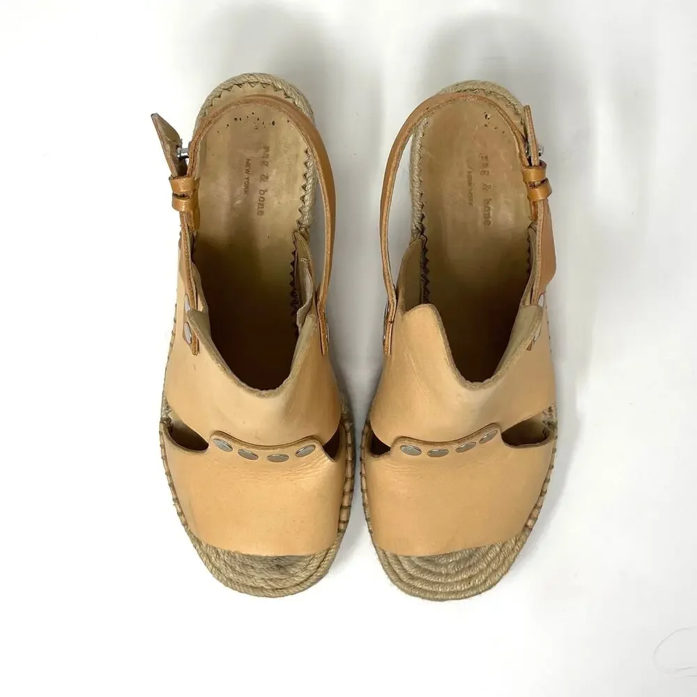 RAG & BONE Sayre Ii Espadrille Wedges - Tan - Sandals - Size 6